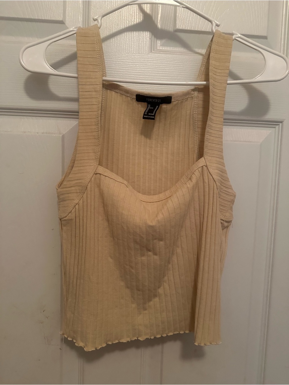 Forever 21 Ribbed Scoop Neck Tank Top in Light Beige